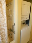 Tub/shower combo and stacked washer/dryer